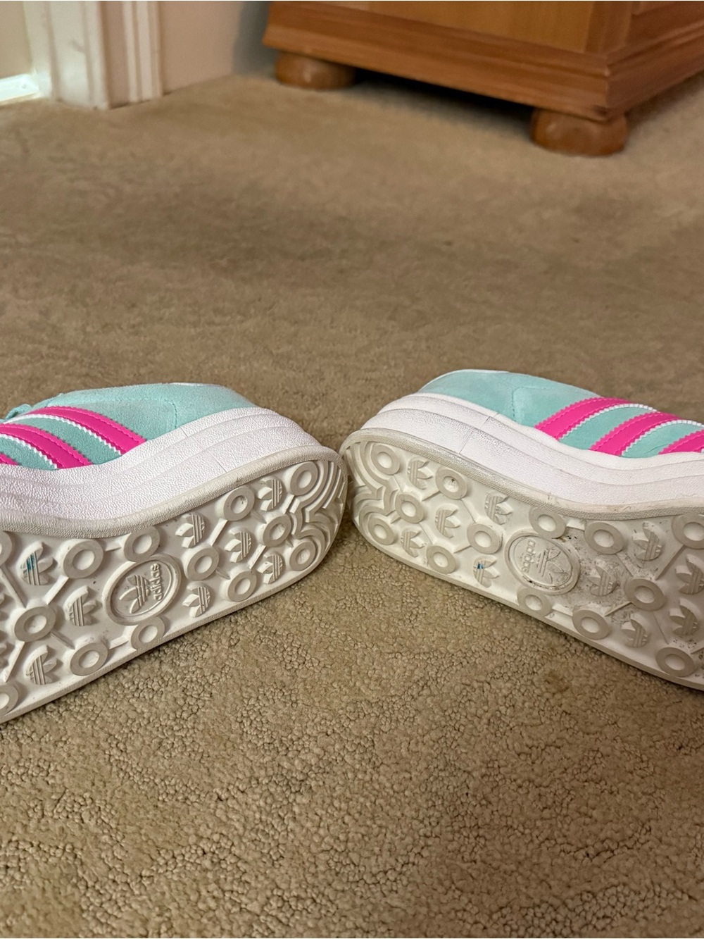 adidas Gazelle Platform Sneakers - Mint Green with Hot Pink Stripes - Picture 3 of 3